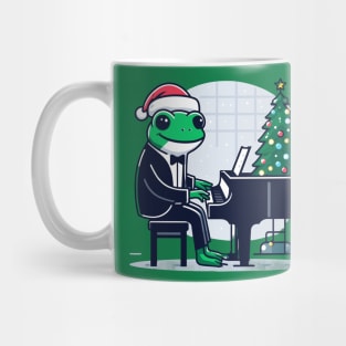 Frog Playing Piano Christmas Mug